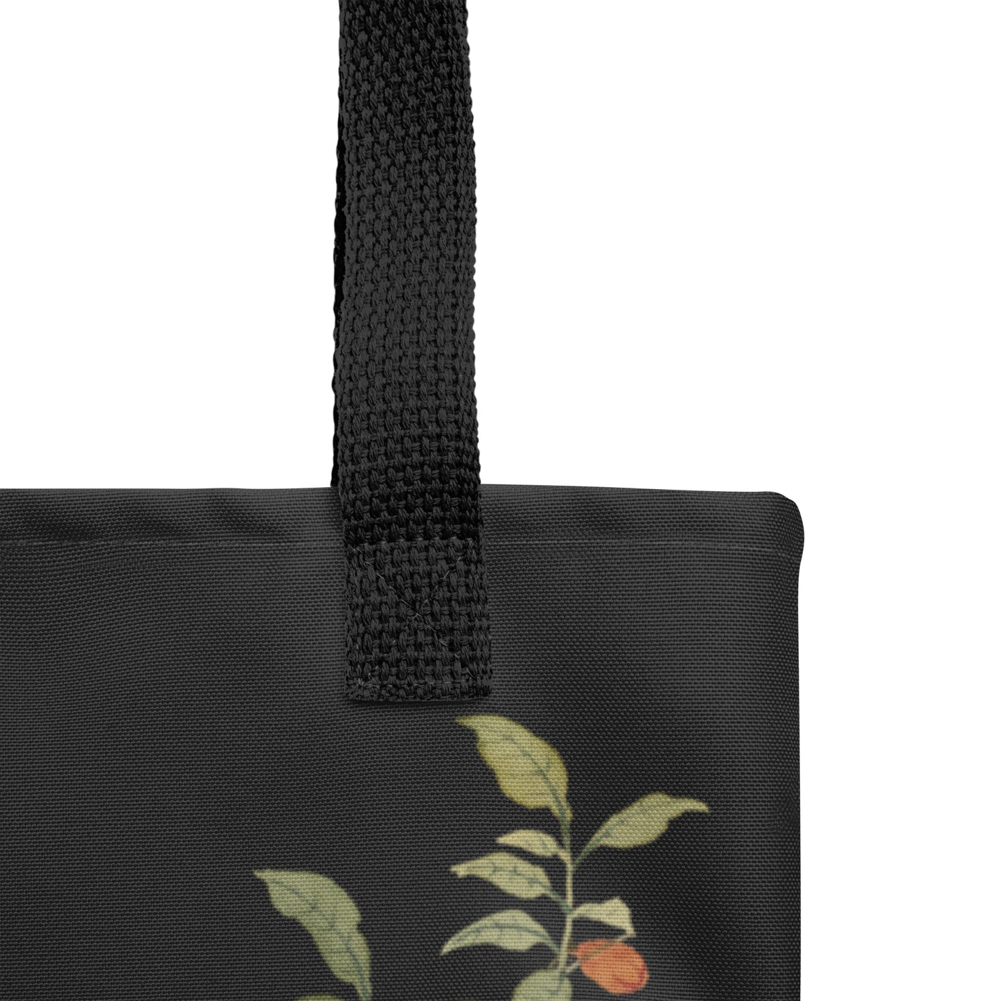 The Spirit of Flowers in Twelve Months｜Hollyhock and Pomegranate in Bloom｜Tote bag｜Black