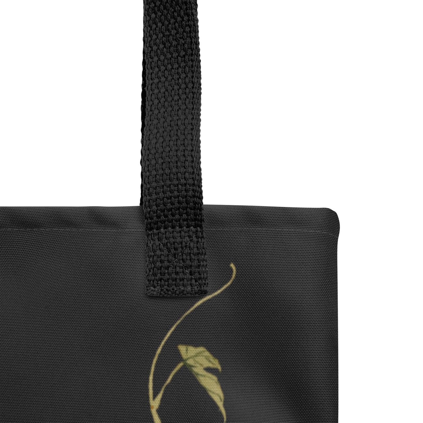 The Spirit of Flowers in Twelve Months｜Okra and White-edged Morning Glory in Bloom｜Tote bag｜Black