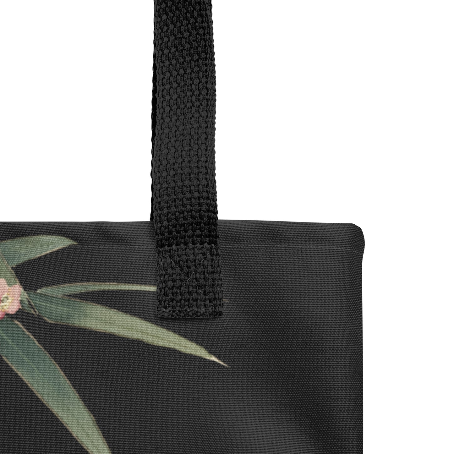 The Spirit of Flowers in Twelve Months｜Crimson Plum Blossom and Lush Green Bamboo｜Tote bag｜Black