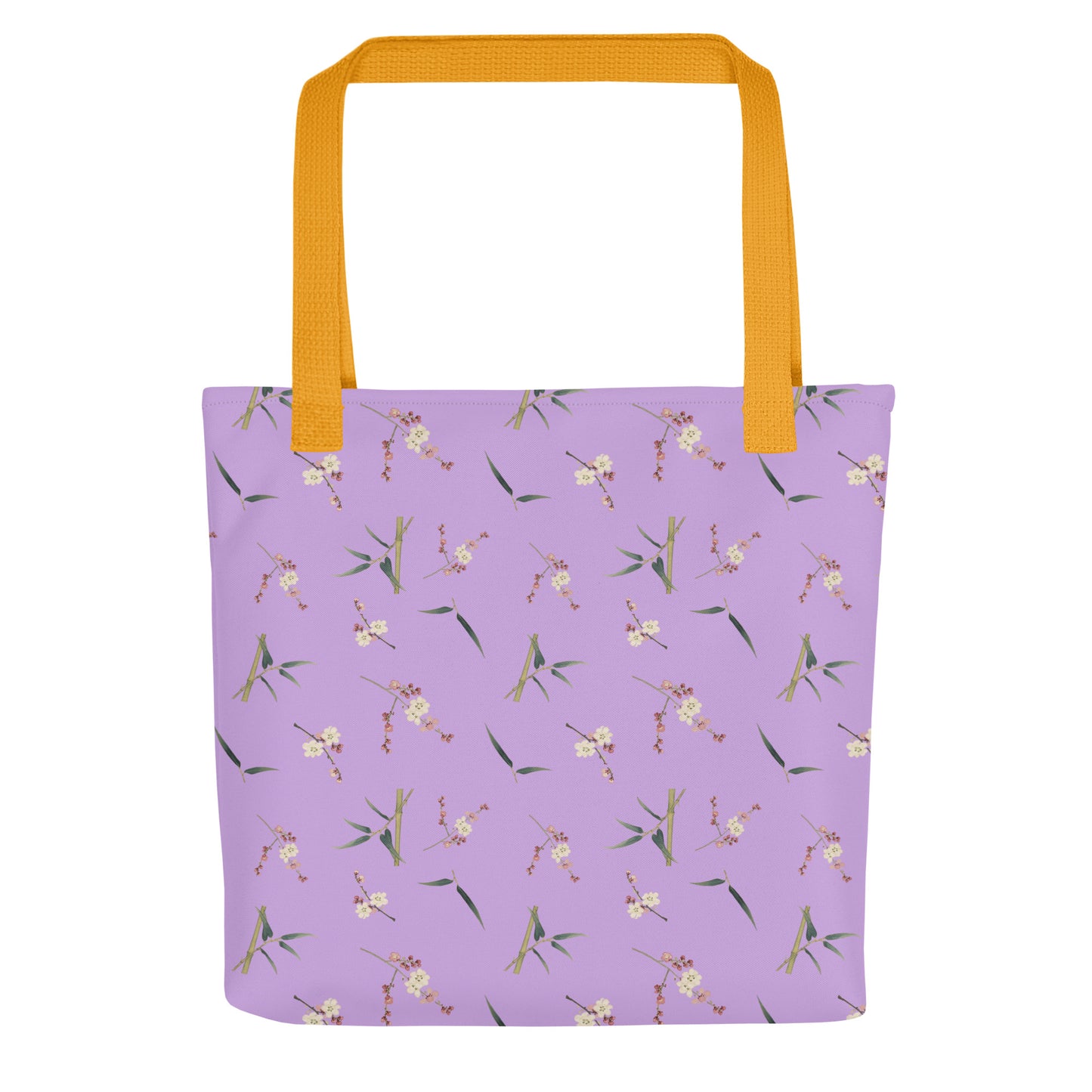 The Spirit of Flowers in Twelve Months｜Crimson Plum Blossom and Lush Green Bamboo｜Tote bag｜seamless print｜Lilac