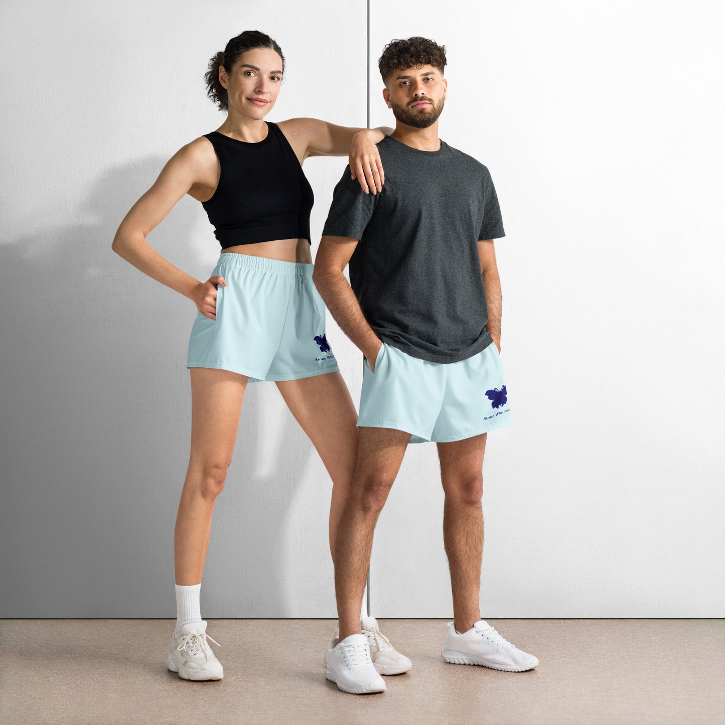 Logo collection｜Unisex Athletic Shorts｜Aqua blue