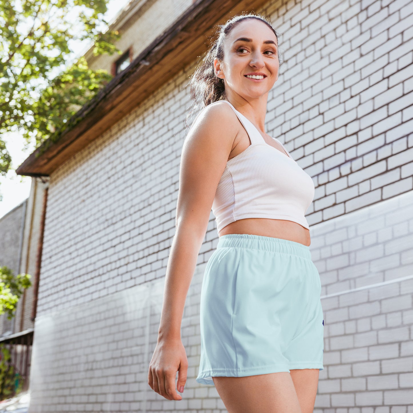 Logo collection｜Unisex Athletic Shorts｜Aqua blue