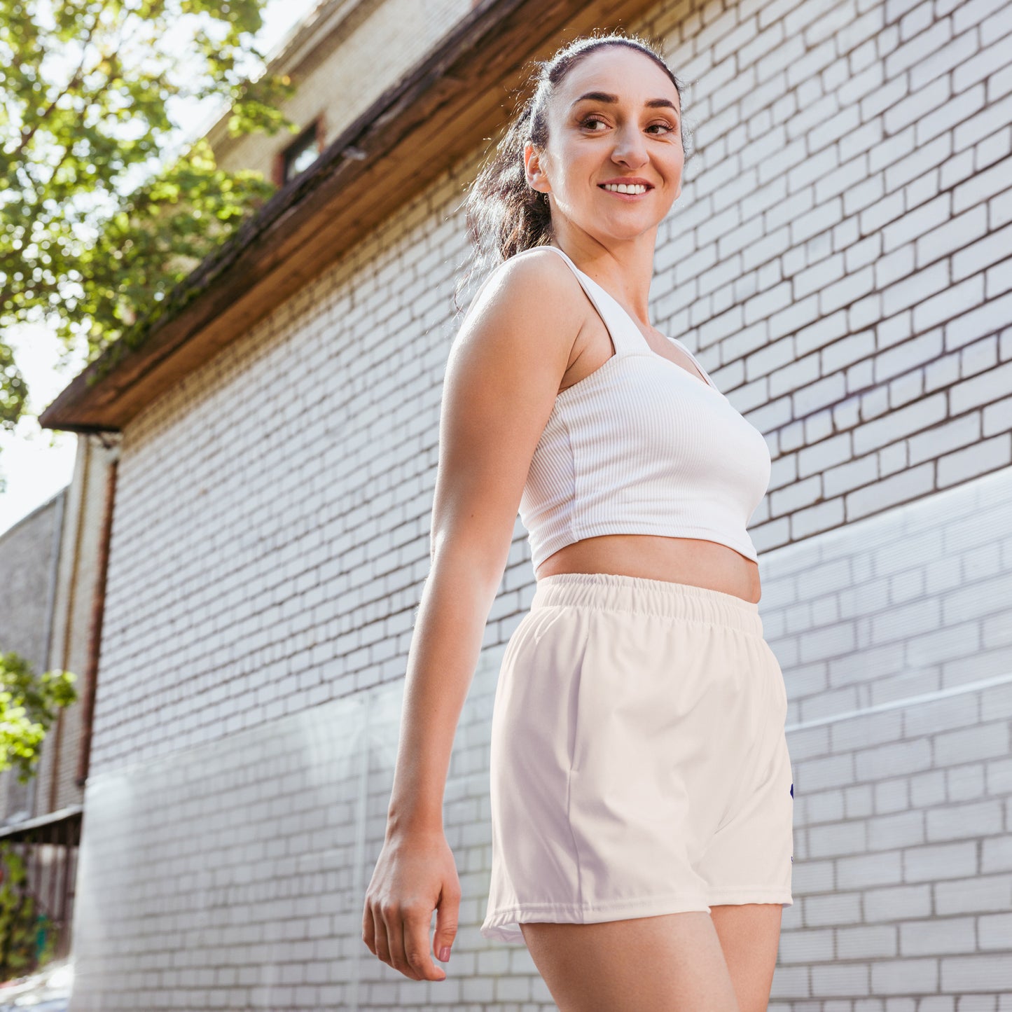 Logo collection｜Unisex Athletic Shorts｜Fish belly white