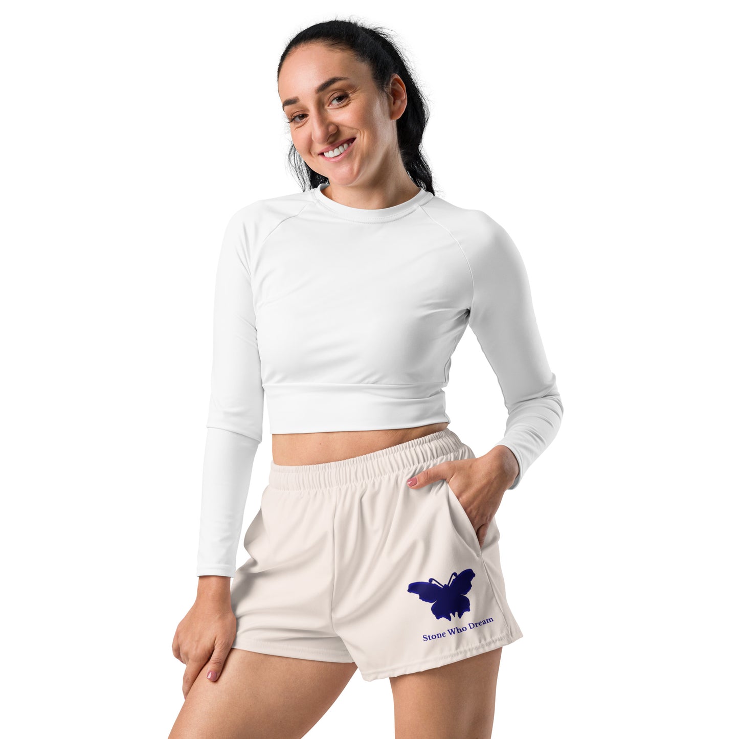 Logo collection｜Unisex Athletic Shorts｜Fish belly white