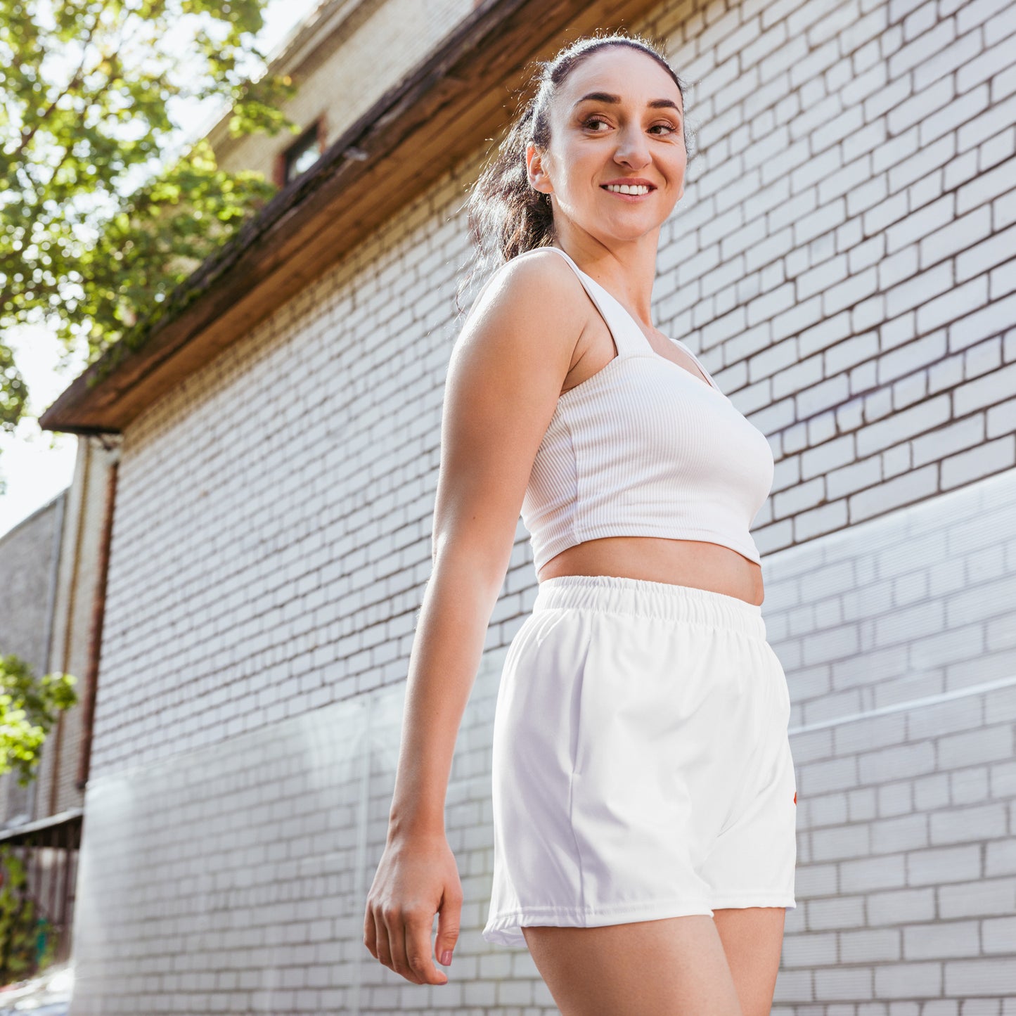 Logo collection｜Unisex Athletic Shorts｜Rainbow & White