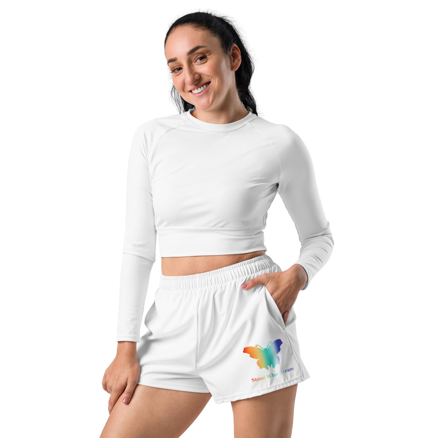 Logo collection｜Unisex Athletic Shorts｜Rainbow & White