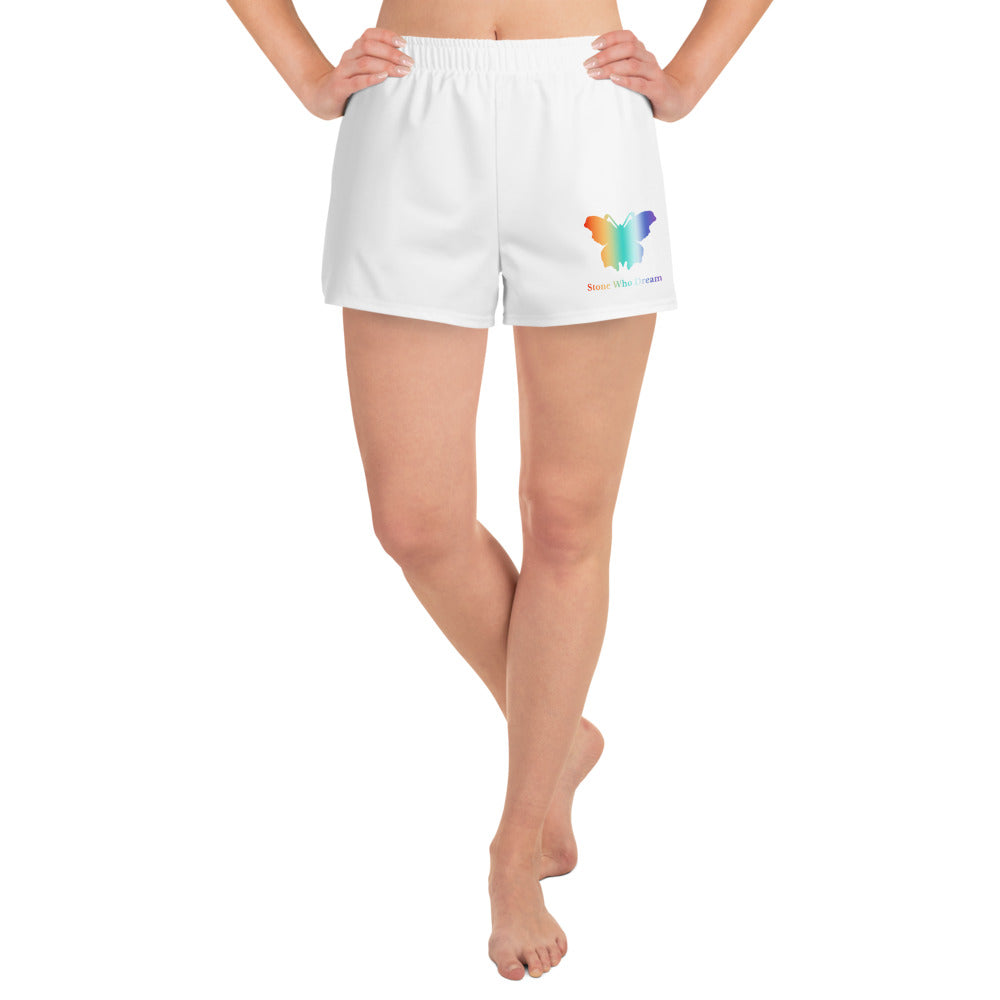 Logo collection｜Unisex Athletic Shorts｜Rainbow & White