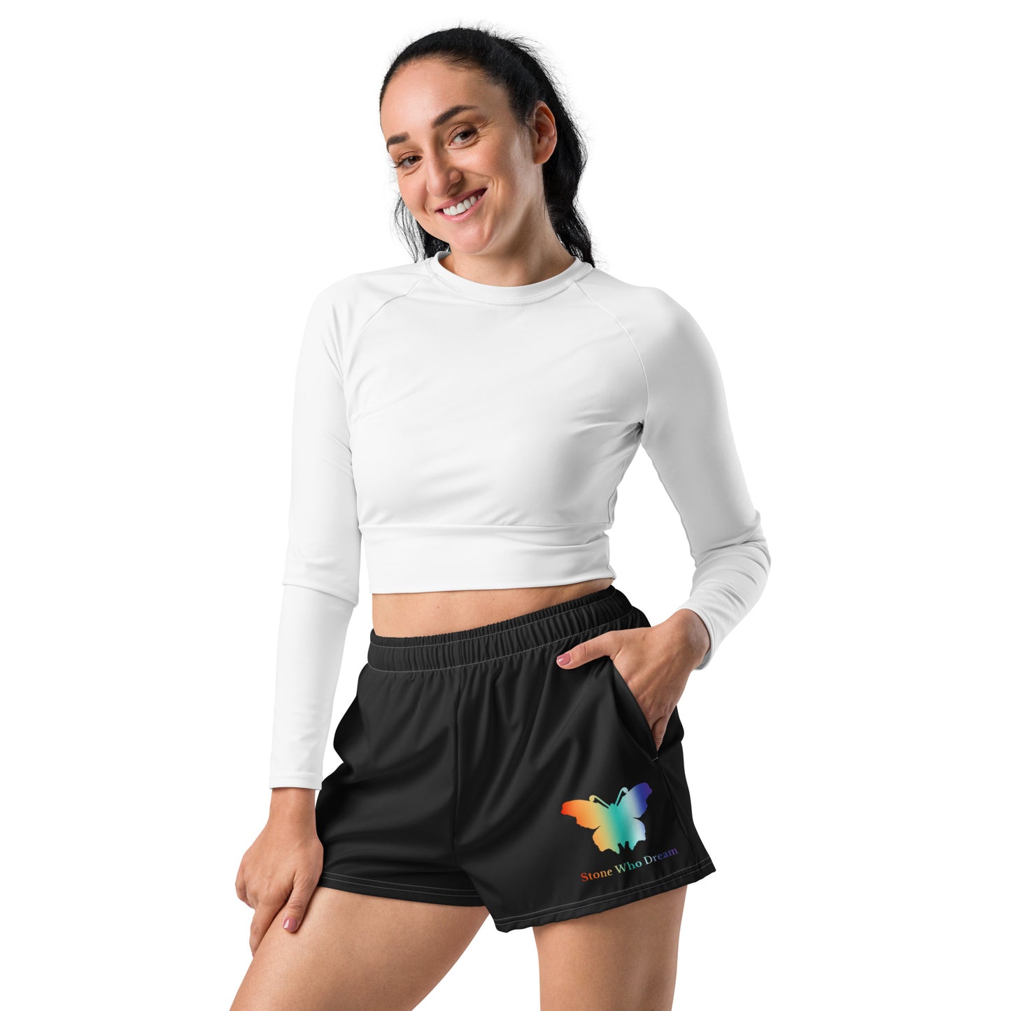 Logo collection｜Unisex Athletic Shorts｜Rainbow & Black