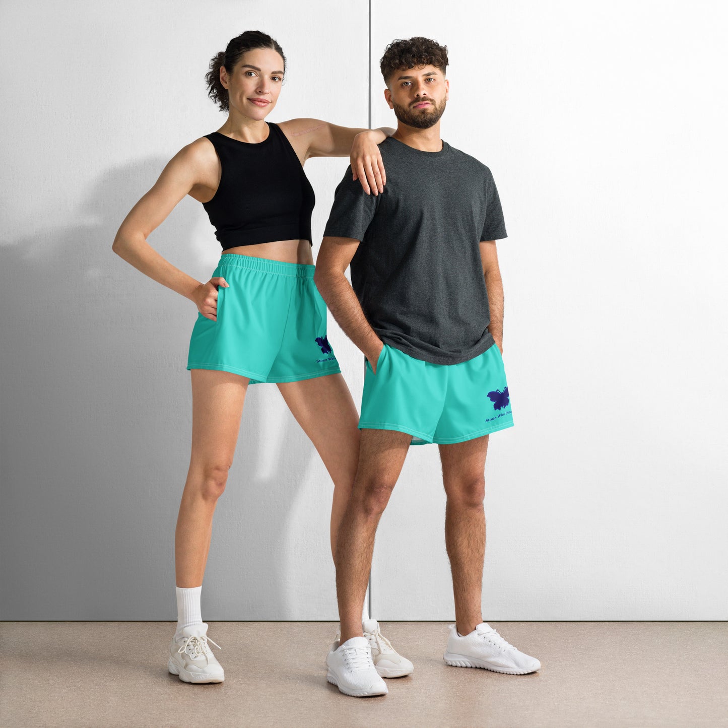 Logo collection｜Unisex Athletic Shorts｜Turquoise