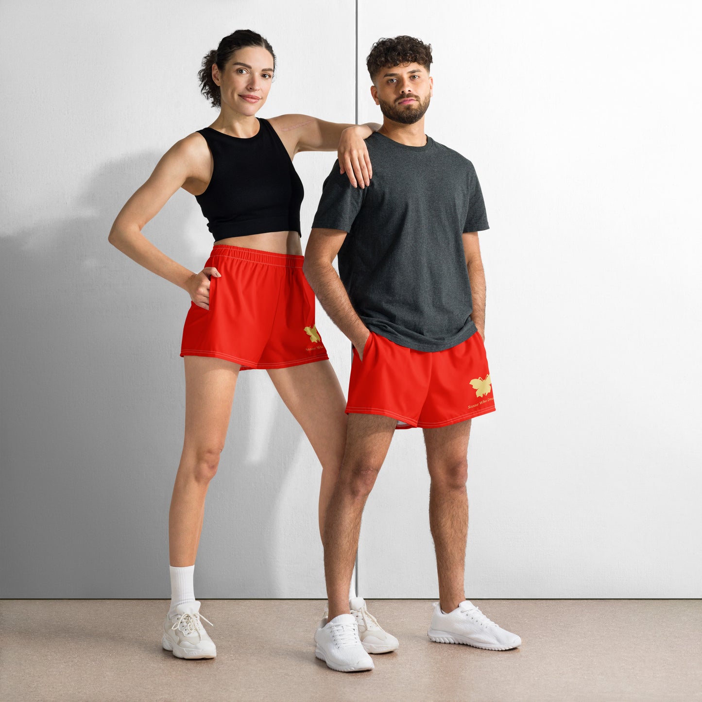 Logo collection｜Unisex Athletic Shorts｜Garnet red