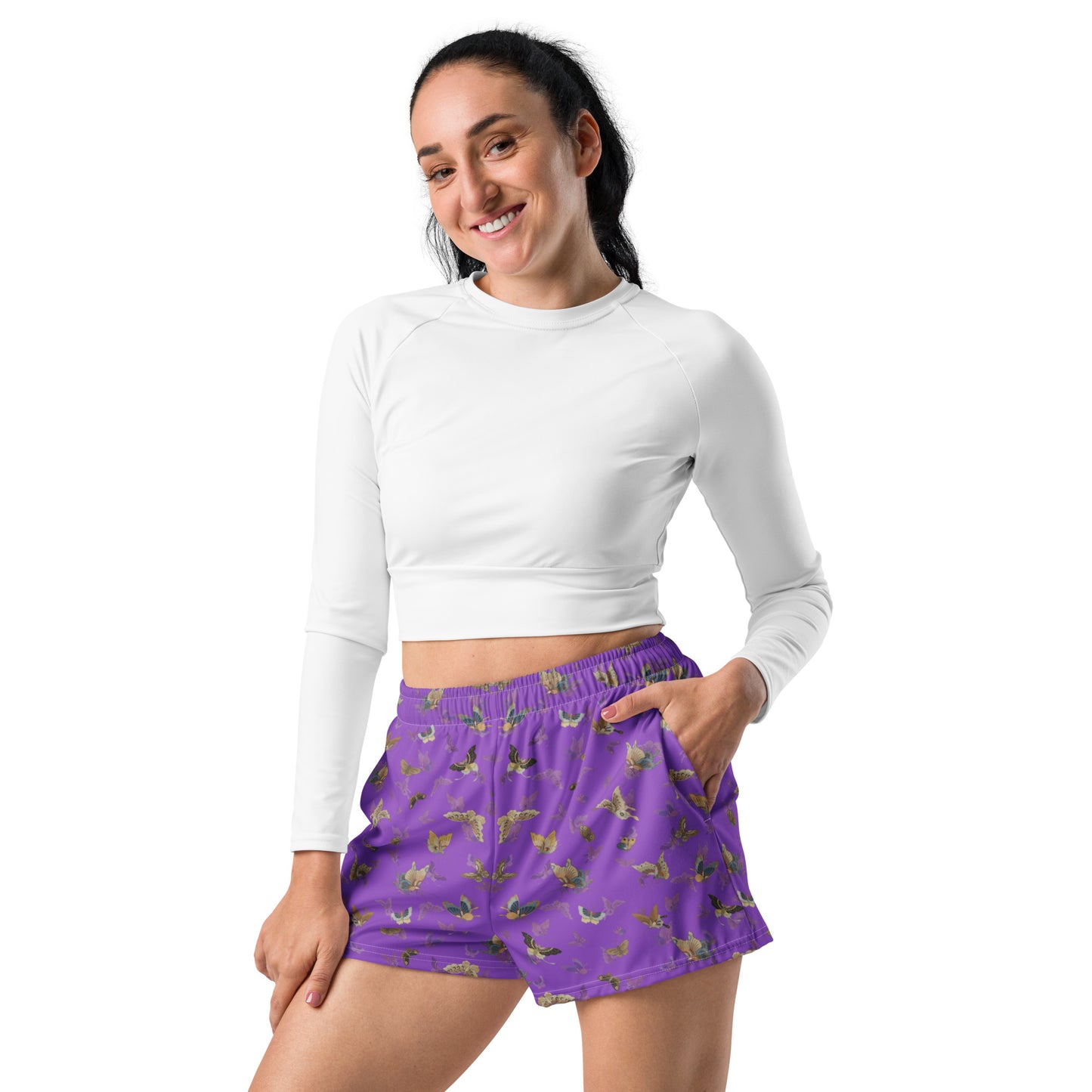 Butterfly dancing｜Unisex Athletic Shorts｜Purple