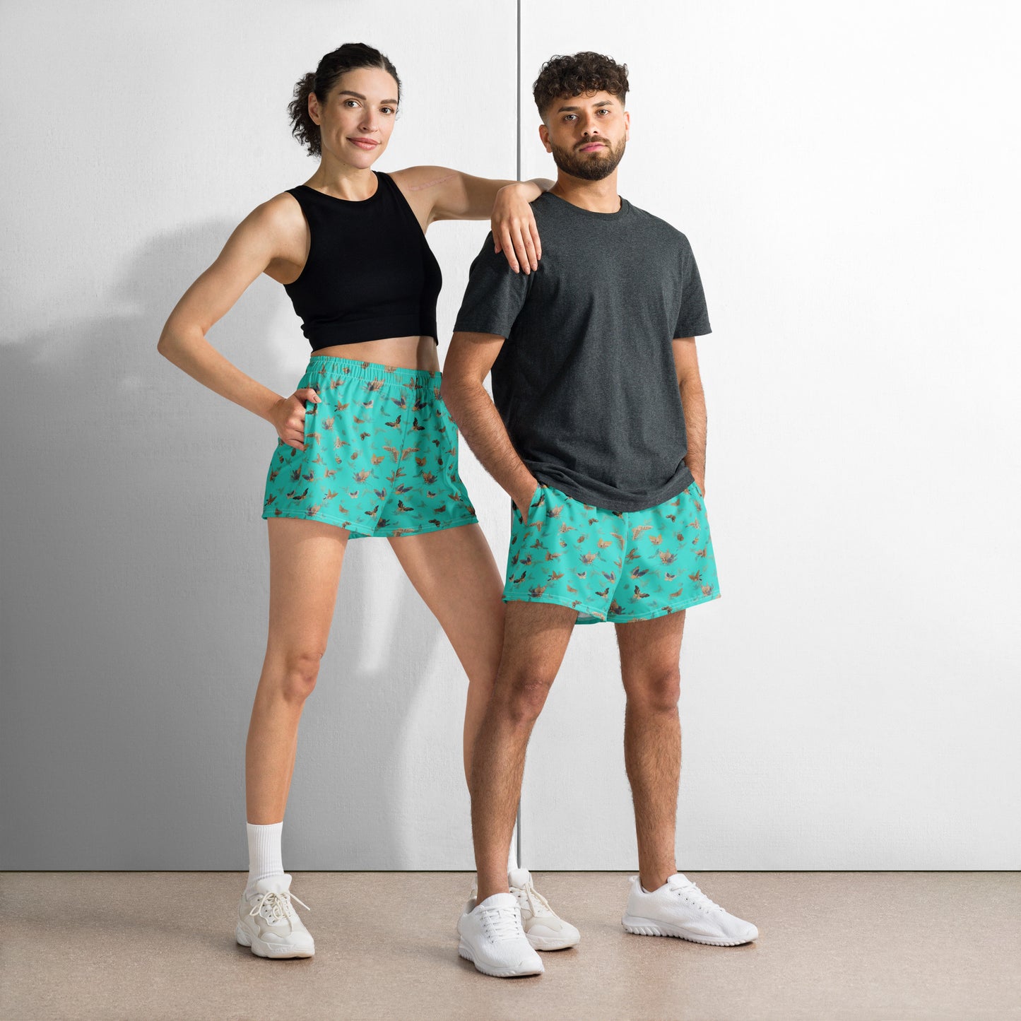 Butterfly dancing｜Unisex Athletic Shorts｜Turquoise