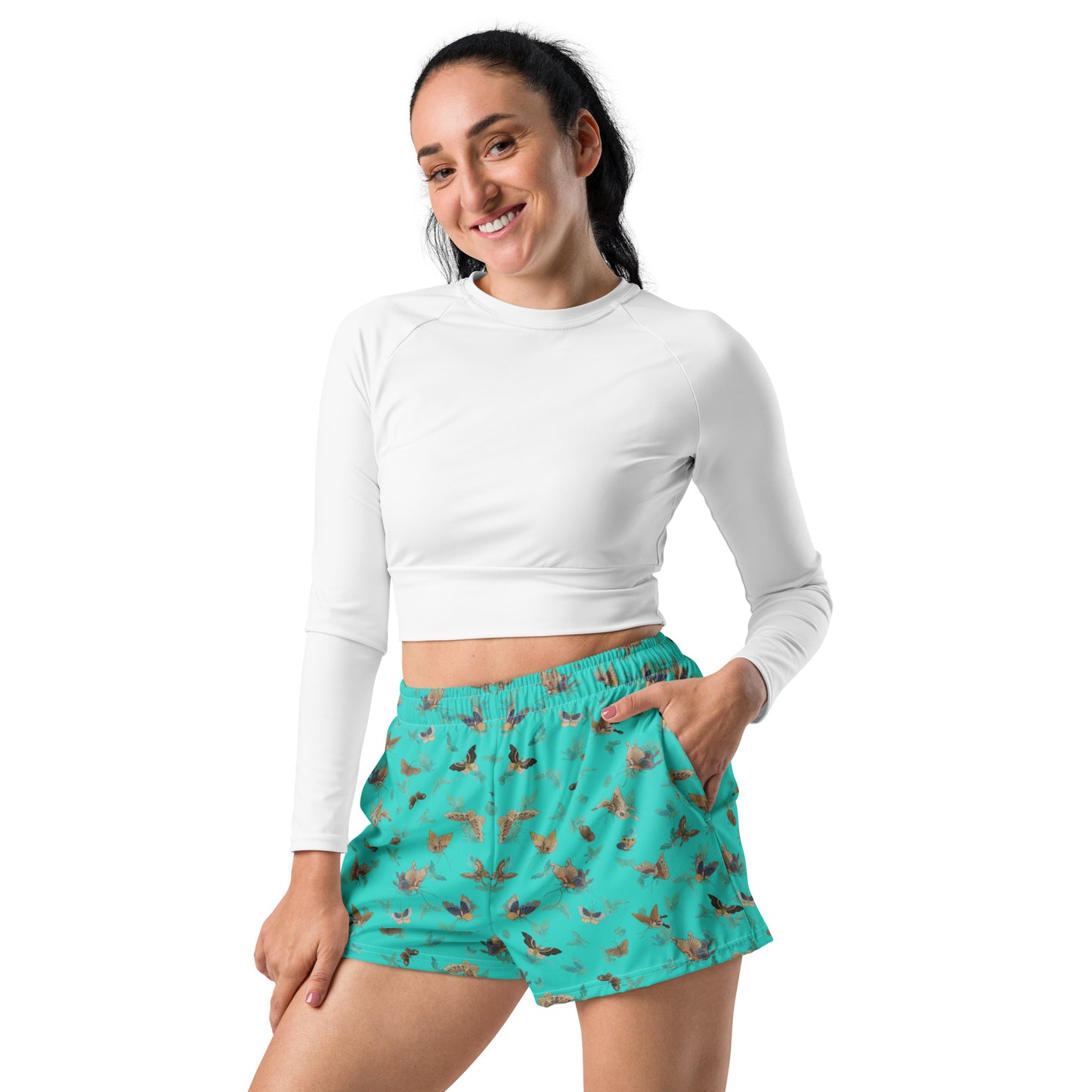 Butterfly dancing｜Unisex Athletic Shorts｜Turquoise