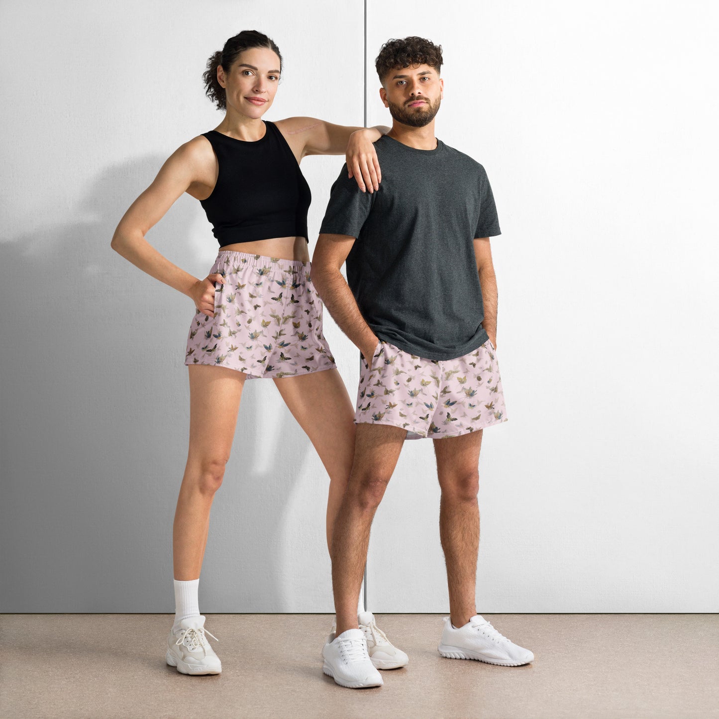 Butterfly dancing｜Unisex Athletic Shorts｜Pale pinkish gray