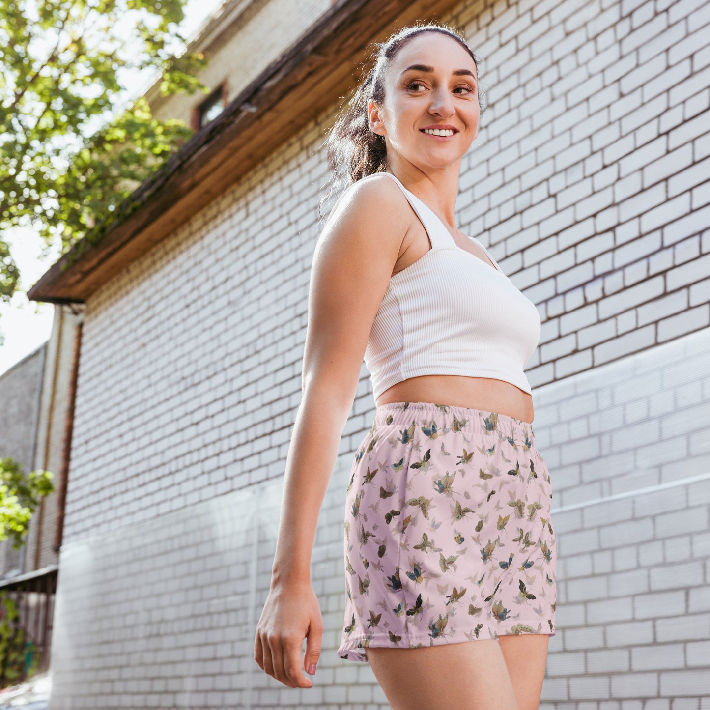 Butterfly dancing｜Unisex Athletic Shorts｜Pale pinkish gray