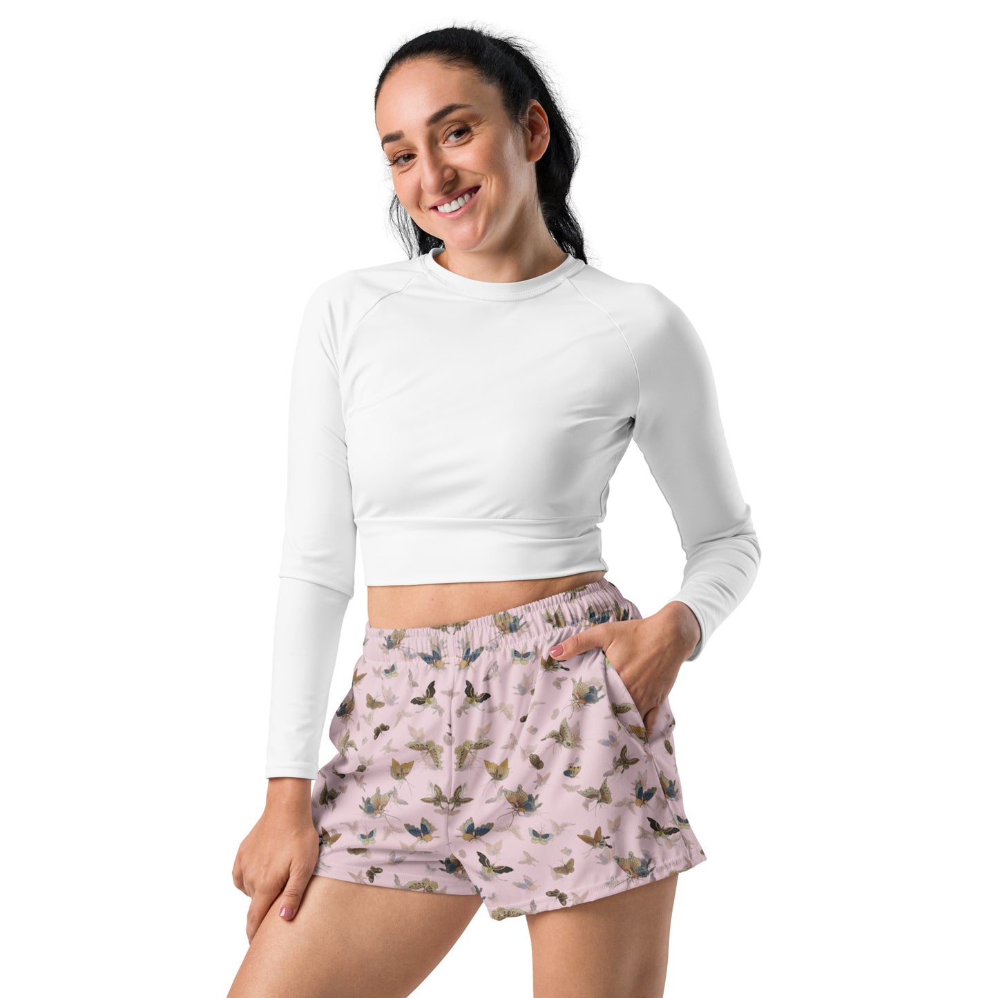 Butterfly dancing｜Unisex Athletic Shorts｜Pale pinkish gray