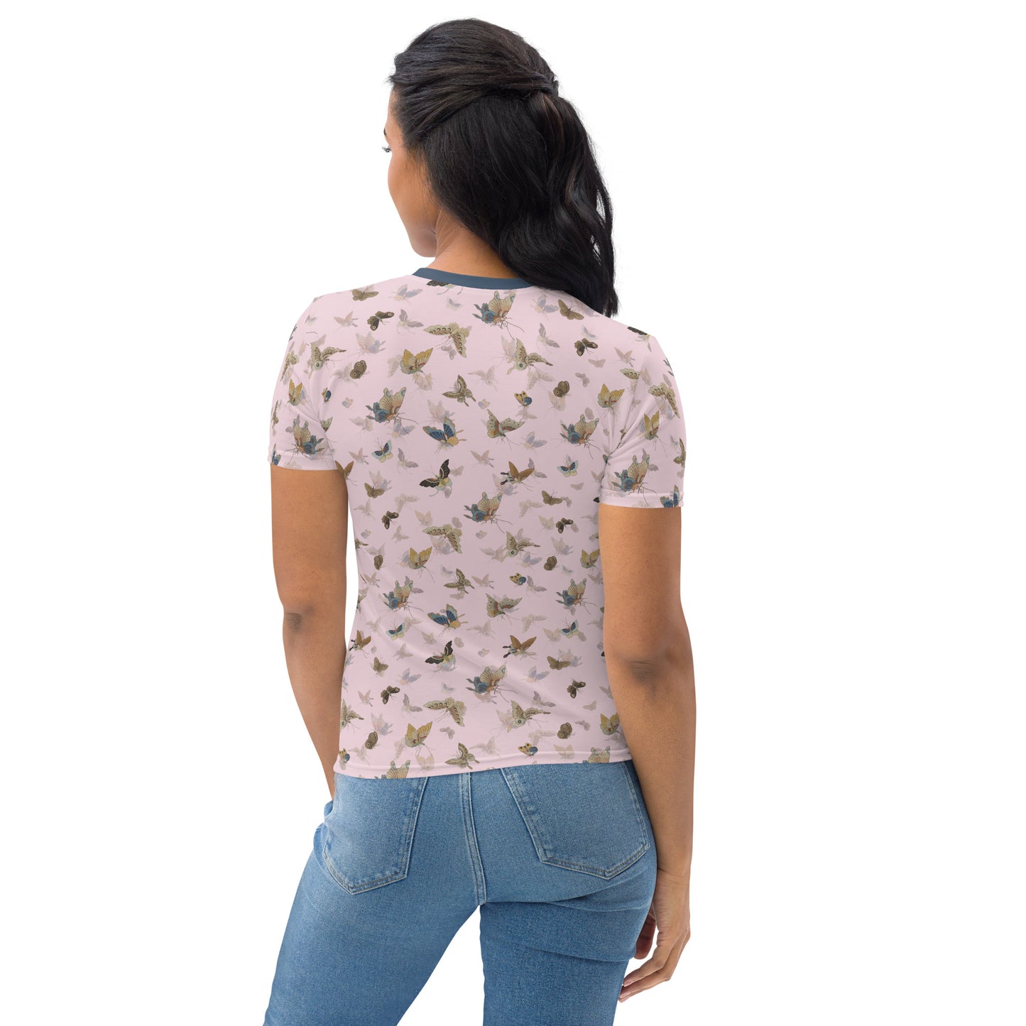 Butterfly dancing｜Ladies T-shirt｜Pale pinkish gray