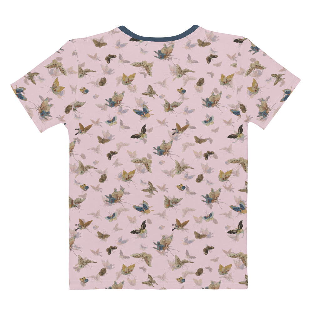 Butterfly dancing｜Ladies T-shirt｜Pale pinkish gray