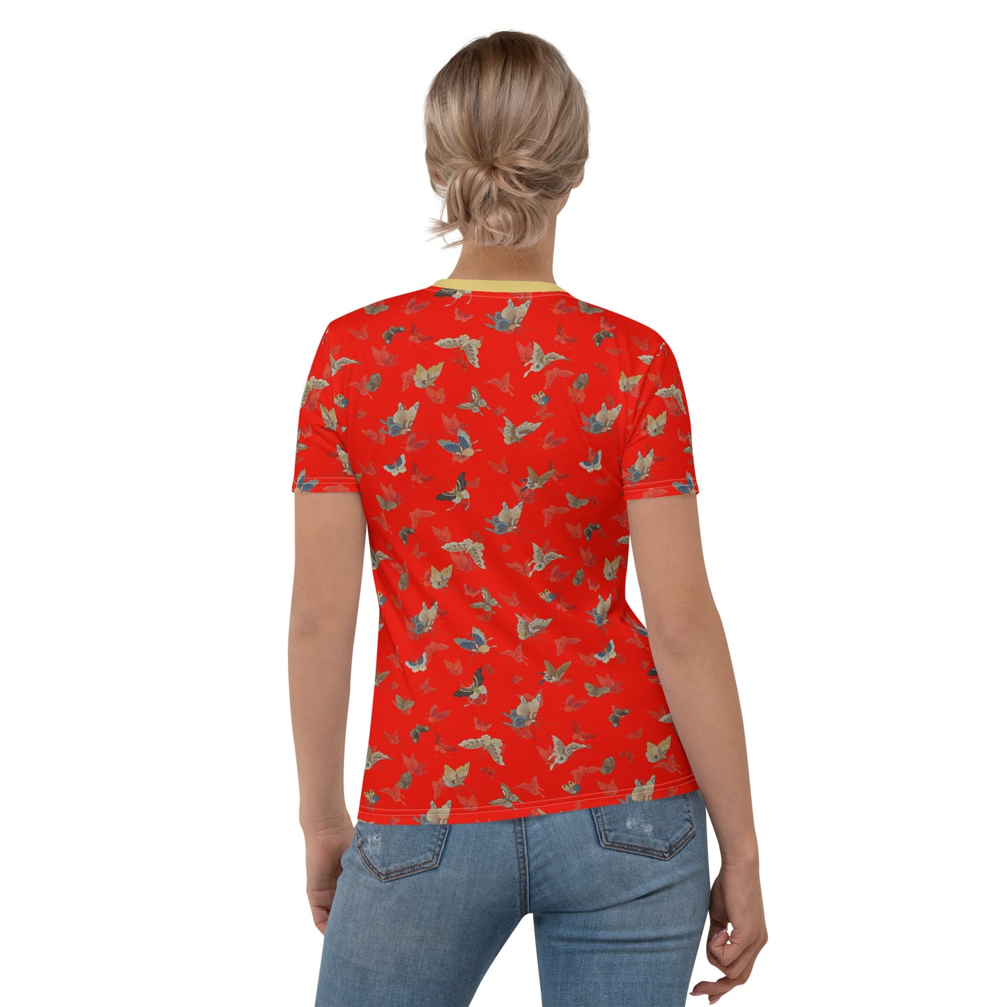 Butterfly dancing｜Ladies T-shirt｜Garnet red