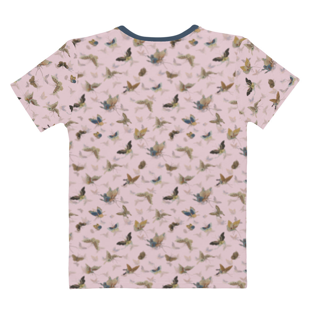 Butterfly dancing｜Ladies T-shirt｜Pale pinkish gray