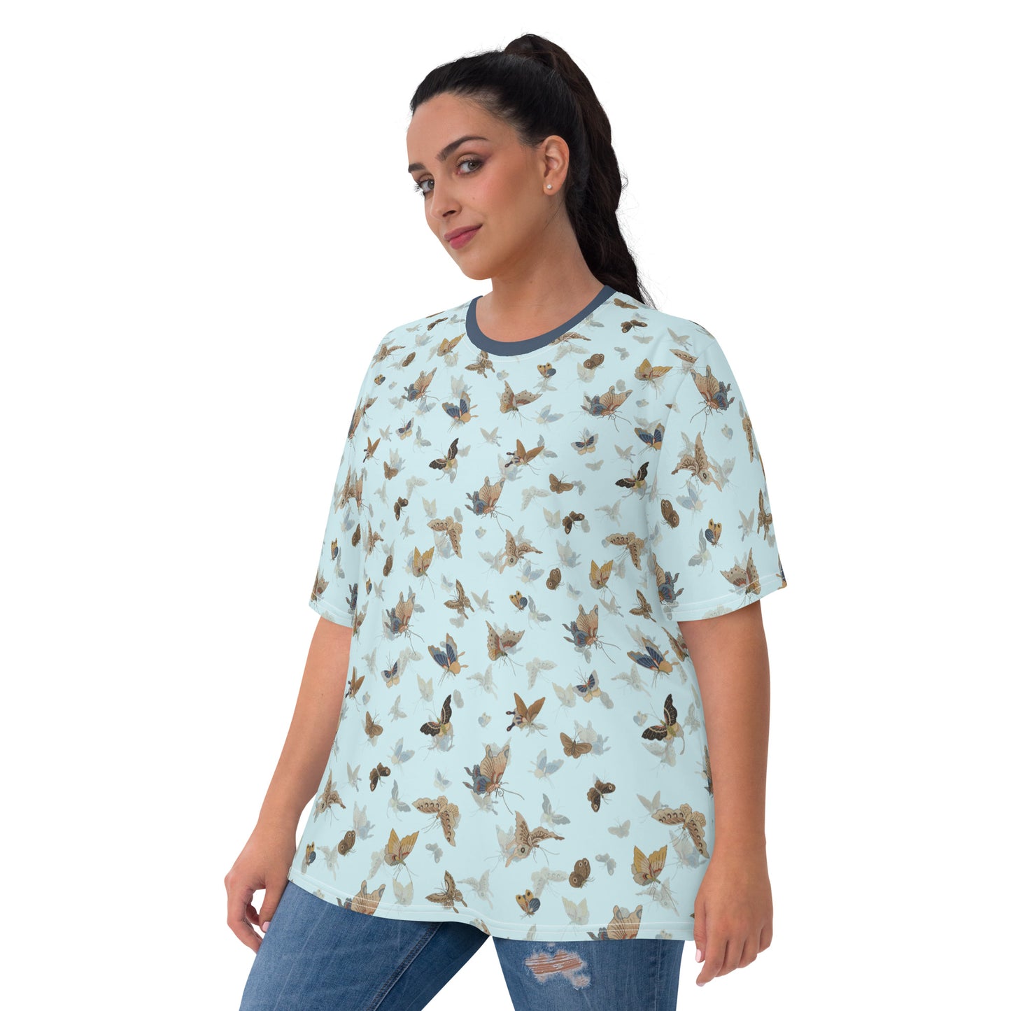 Butterfly dancing｜Ladies T-shirt｜Aqua blue