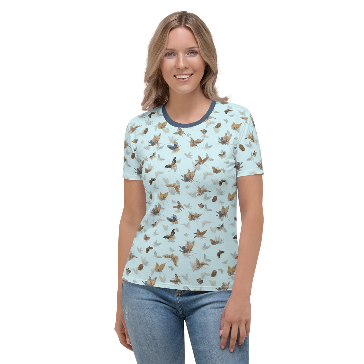 Butterfly dancing｜Ladies T-shirt｜Aqua blue