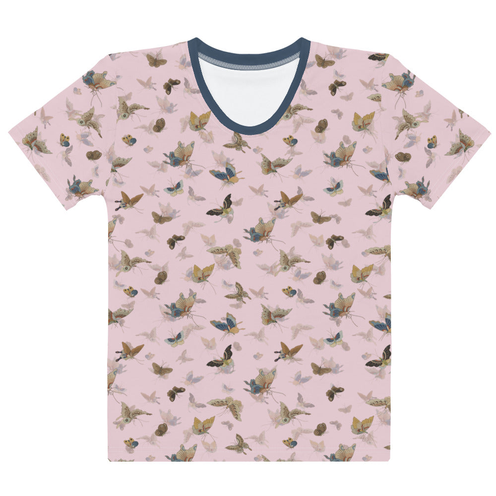 Butterfly dancing｜Ladies T-shirt｜Pale pinkish gray