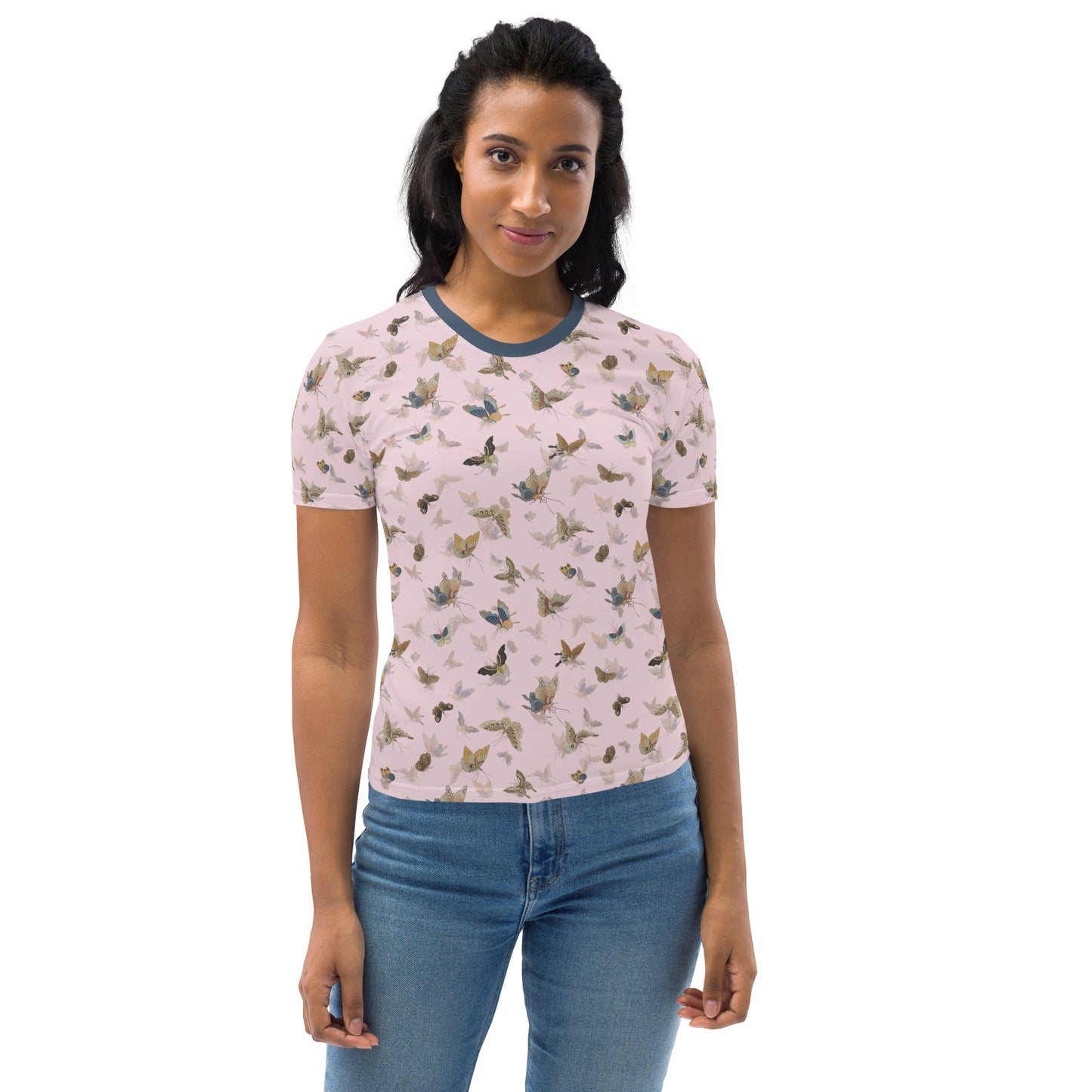 Butterfly dancing｜Ladies T-shirt｜Pale pinkish gray