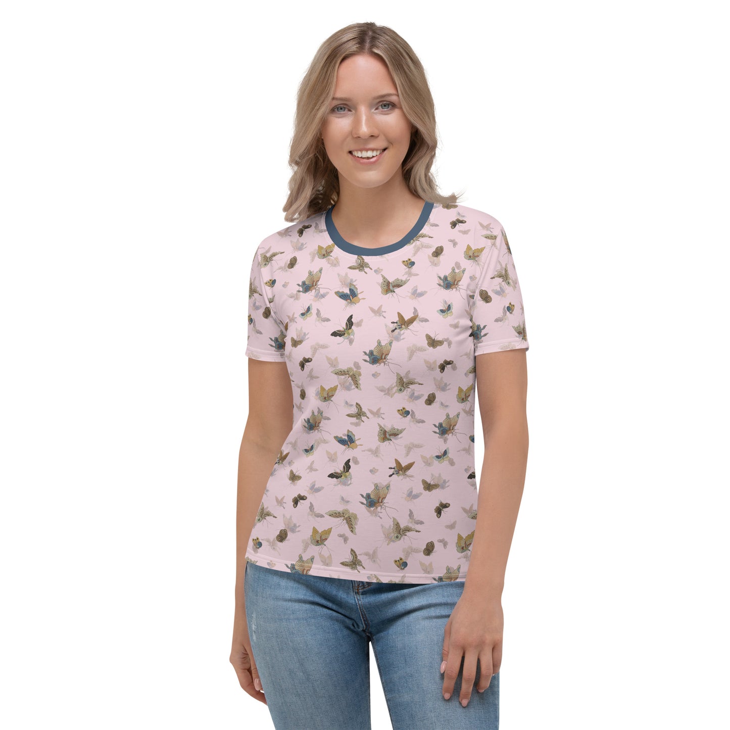 Butterfly dancing｜Ladies T-shirt｜Pale pinkish gray