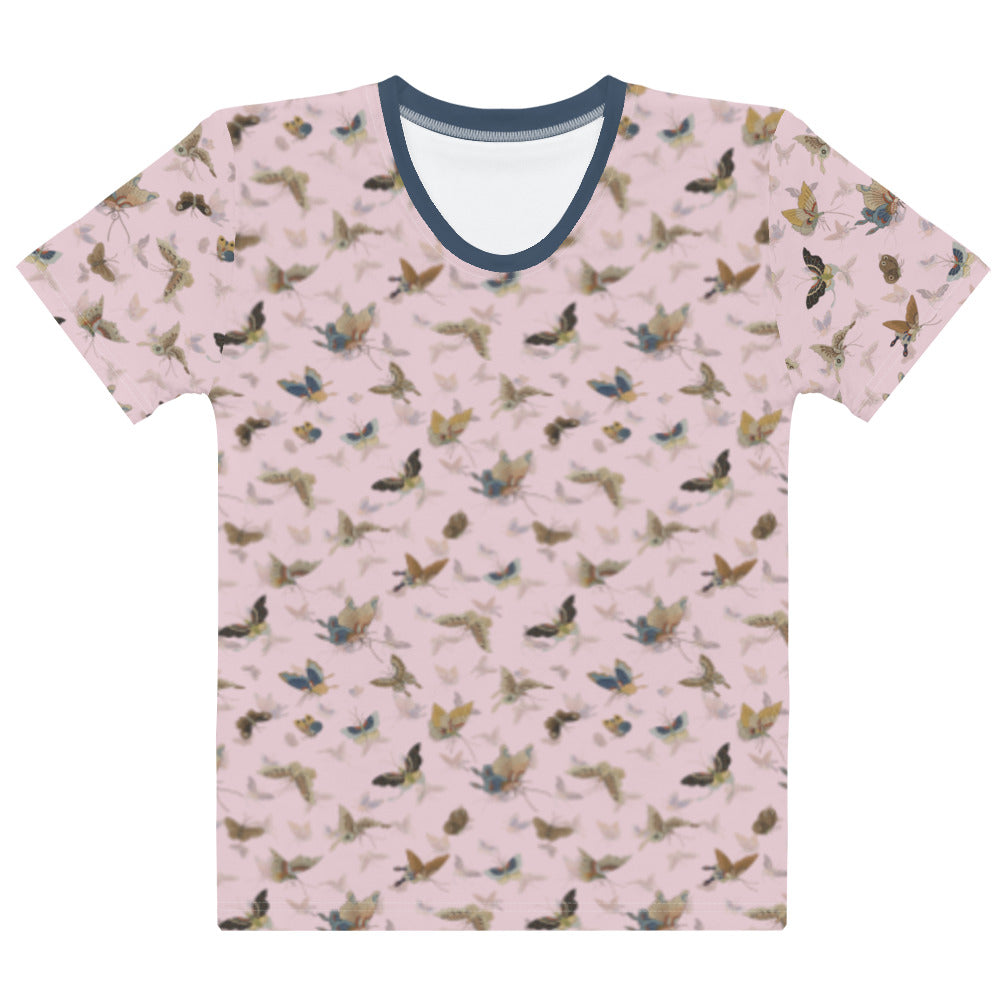 Butterfly dancing｜Ladies T-shirt｜Pale pinkish gray