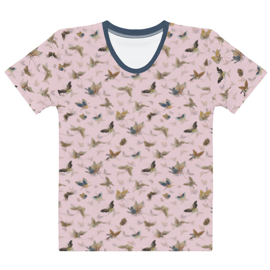 Butterfly dancing｜Ladies T-shirt｜Pale pinkish gray