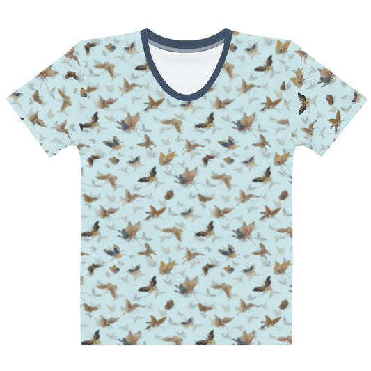 Butterfly dancing｜Ladies T-shirt｜Aqua blue