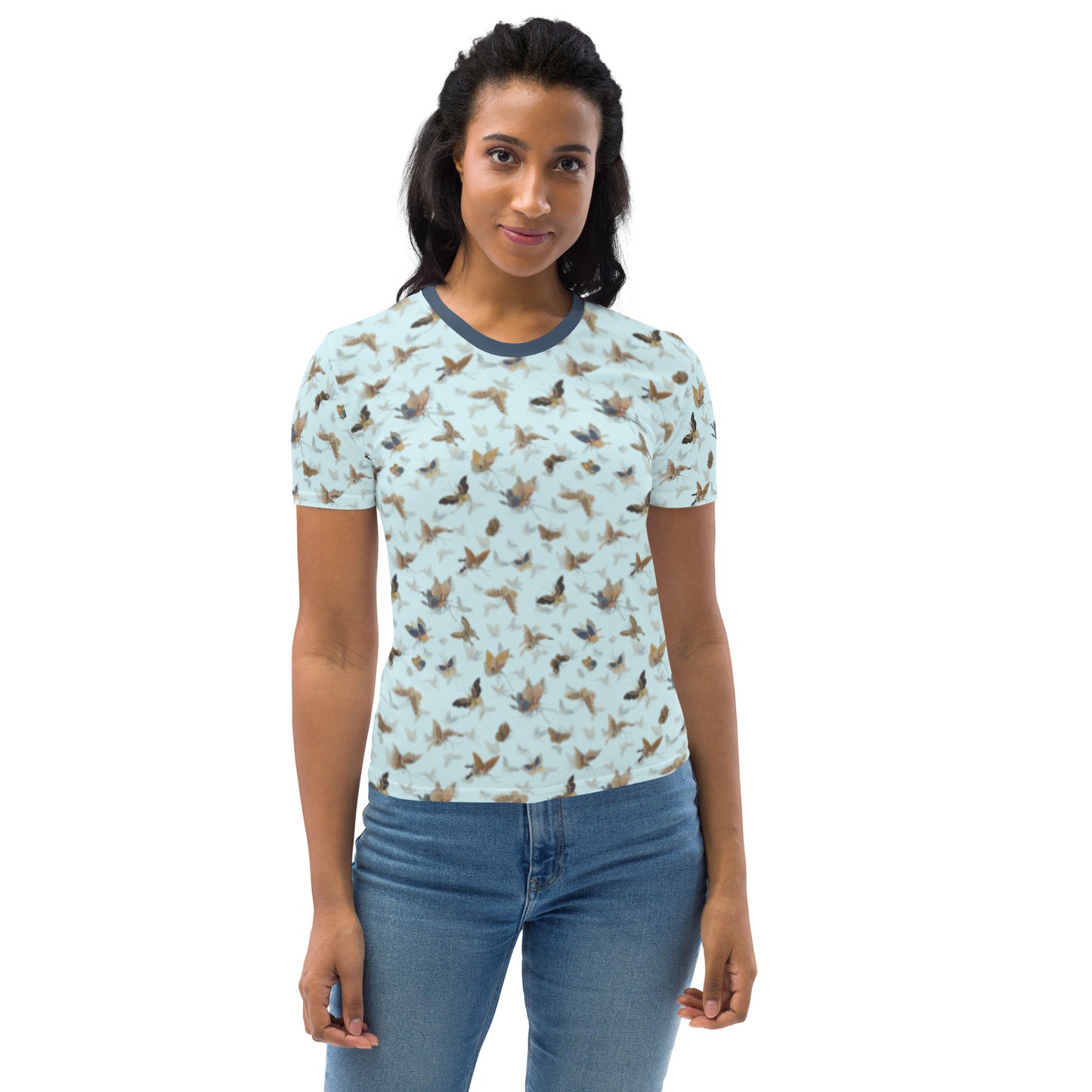 Butterfly dancing｜Ladies T-shirt｜Aqua blue