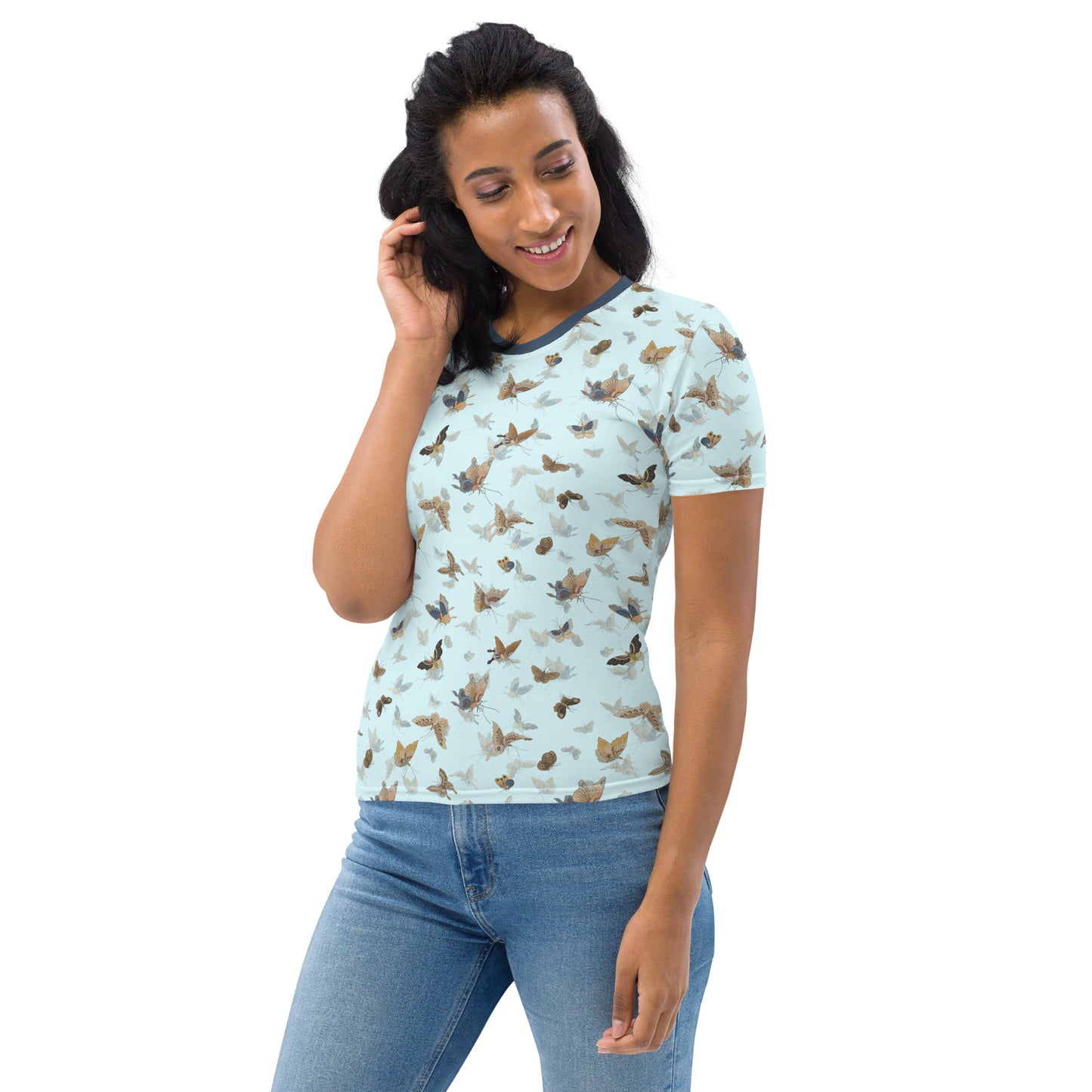 Butterfly dancing｜Ladies T-shirt｜Aqua blue