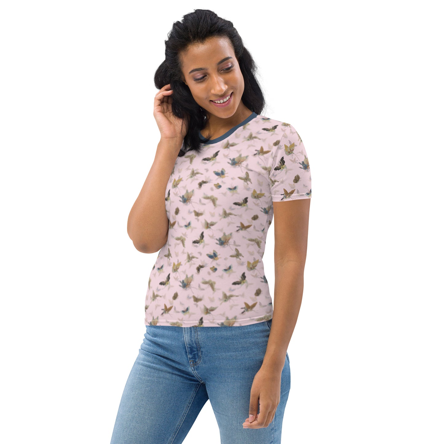 Butterfly dancing｜Ladies T-shirt｜Pale pinkish gray