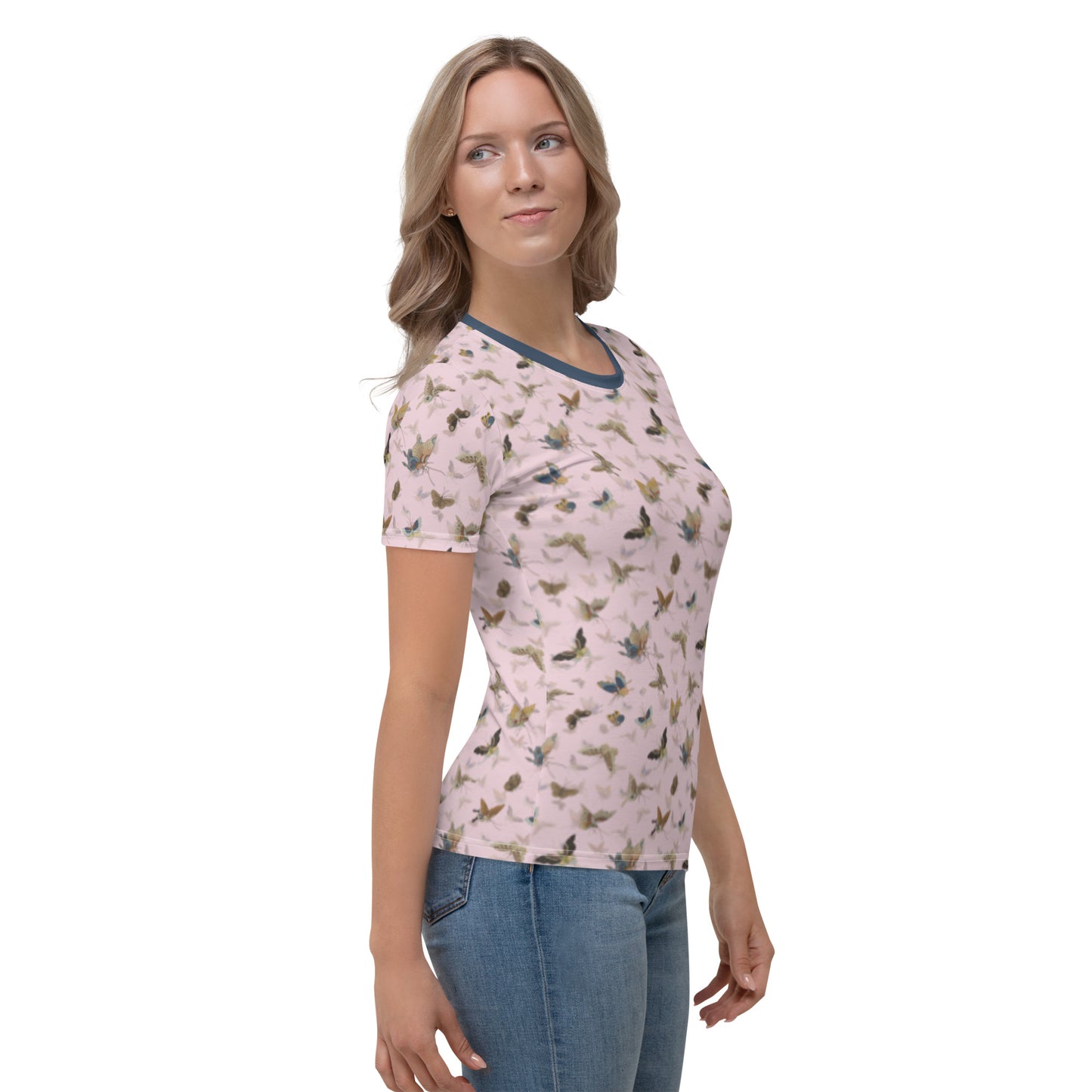 Butterfly dancing｜Ladies T-shirt｜Pale pinkish gray