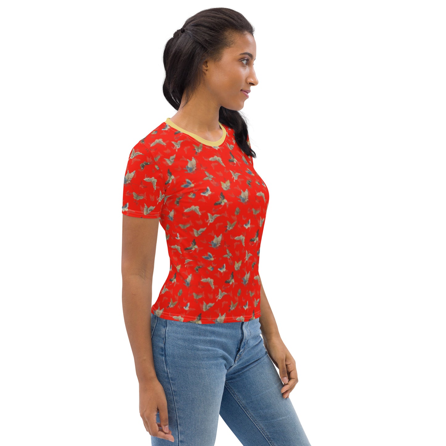 Butterfly dancing｜Ladies T-shirt｜Garnet red