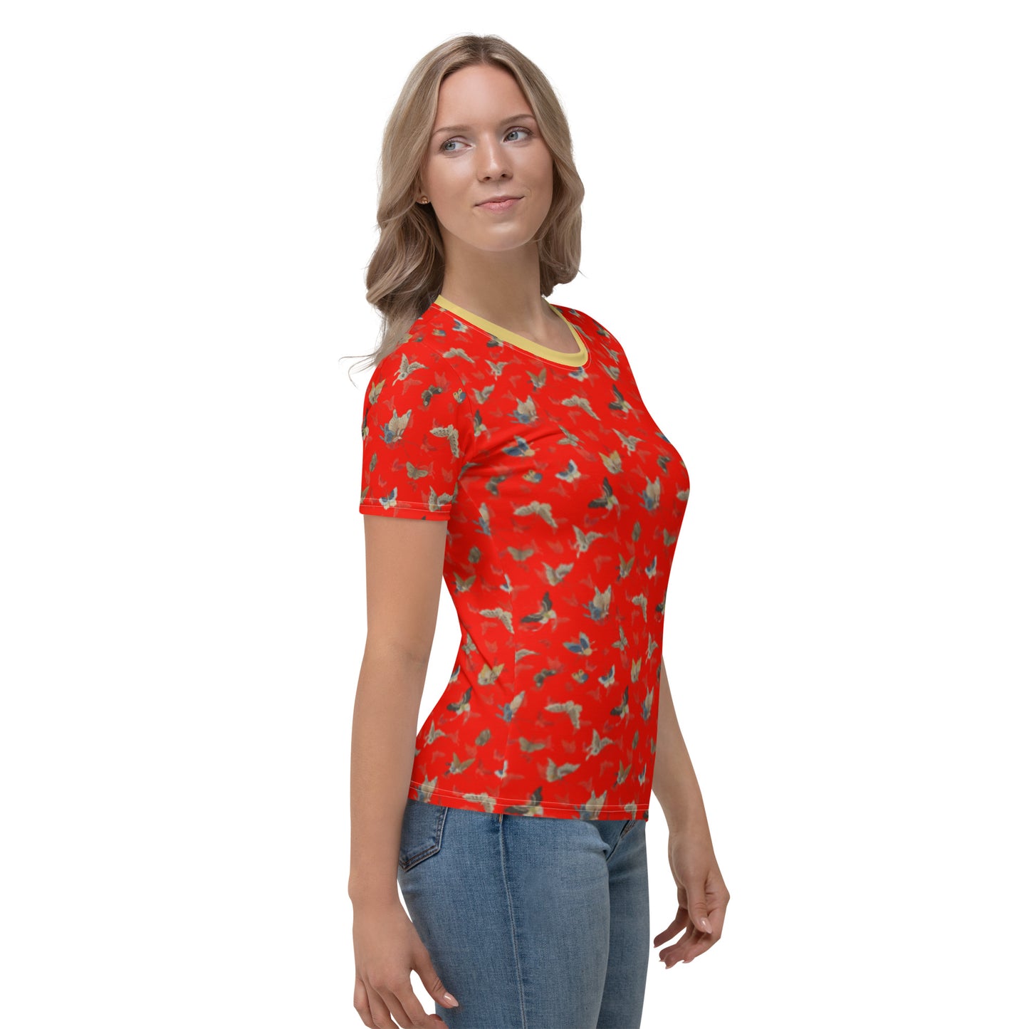 Butterfly dancing｜Ladies T-shirt｜Garnet red