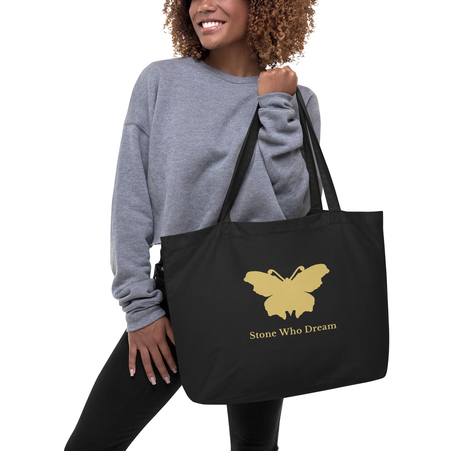 Logo collection｜Large organic tote bag｜Black