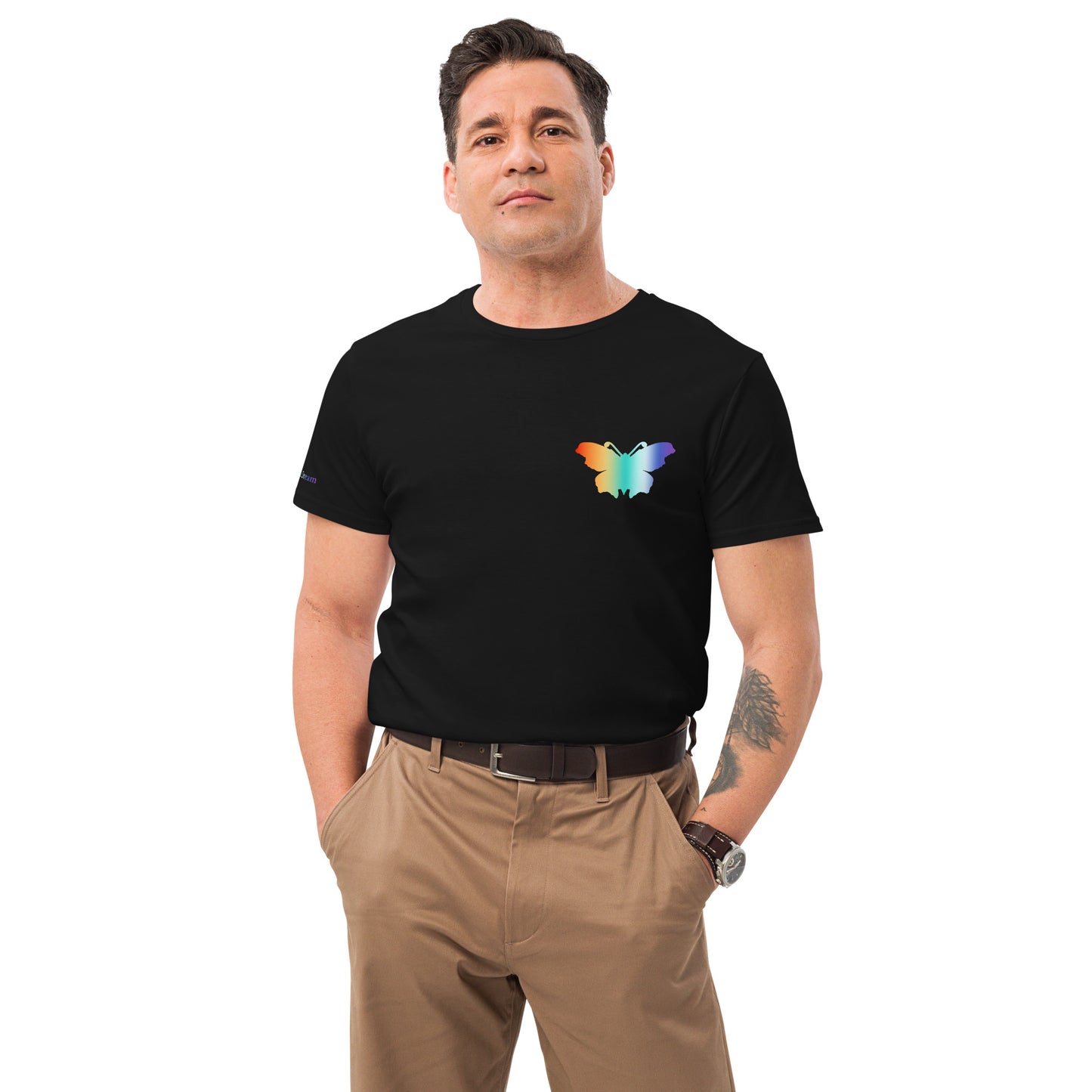 Logo collection｜Men's premium cotton t-shirt｜Rainbow(L) and Front