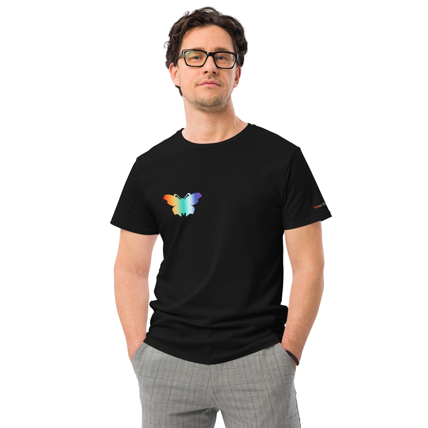 Logo collection｜Men's premium cotton t-shirt｜Rainbow(R) and Front