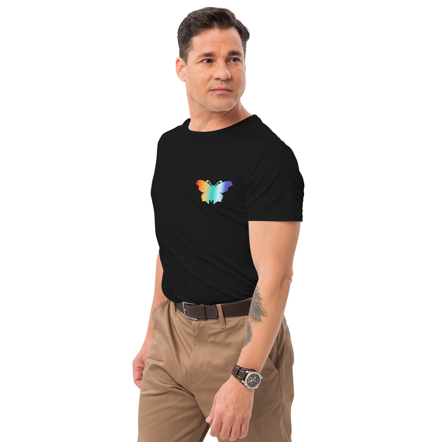 Logo collection｜Men's premium cotton t-shirt｜Rainbow(L) and Front