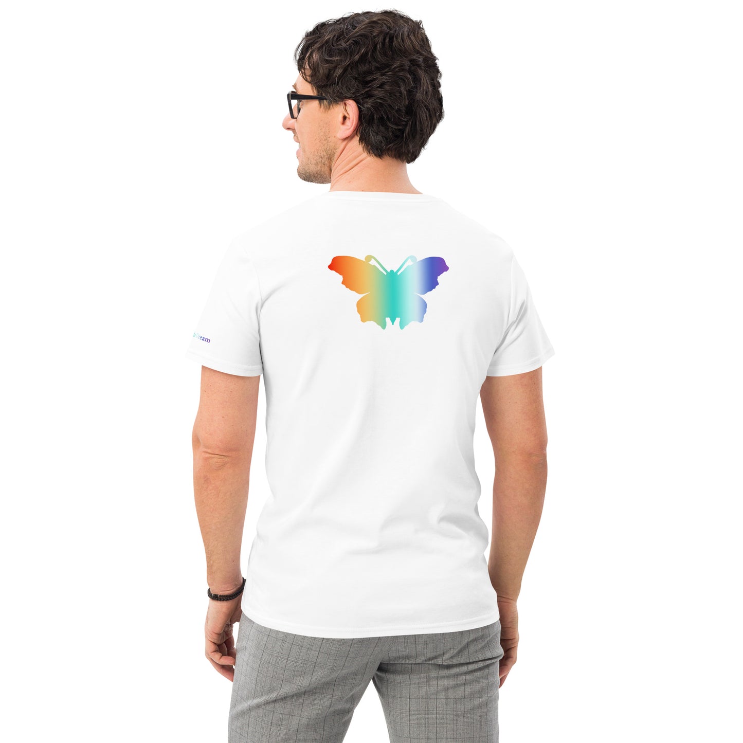 Logo collection｜Men's premium cotton t-shirt｜Rainbow and Back