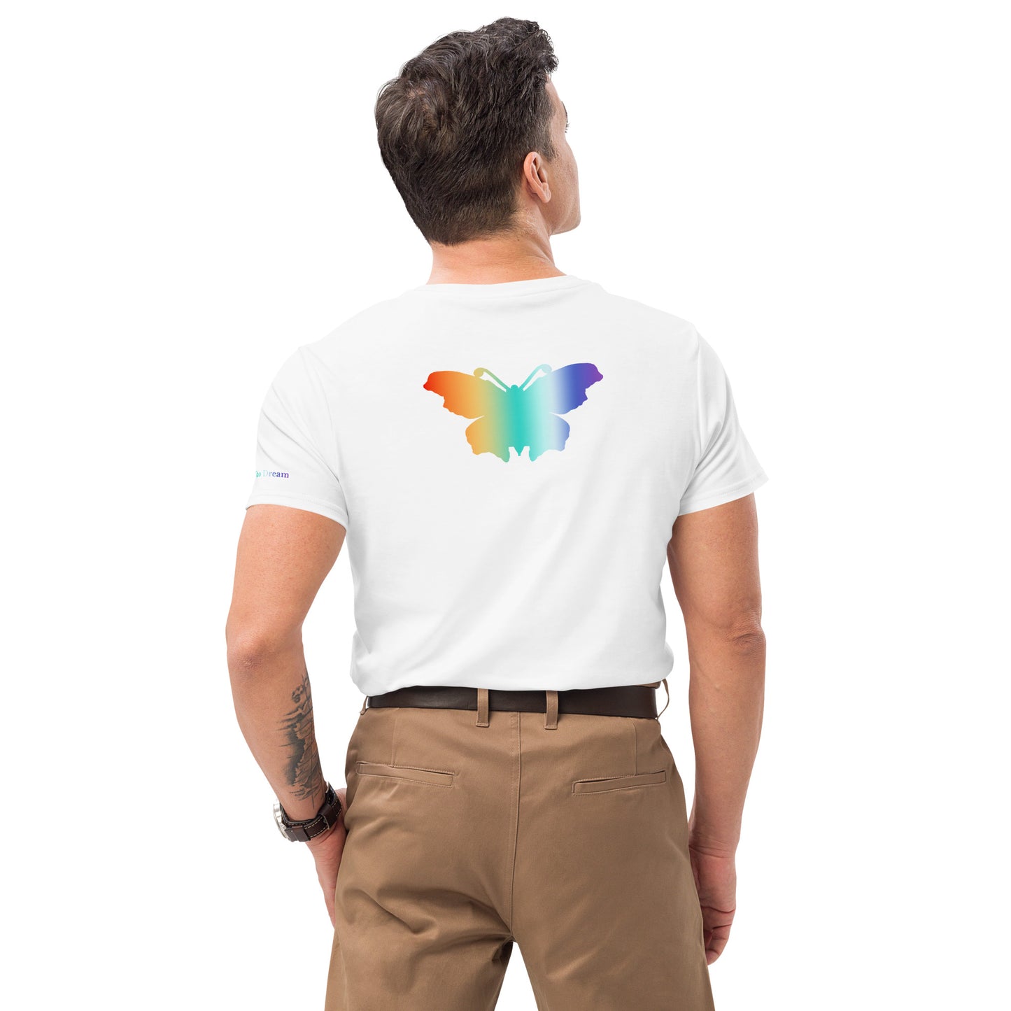 Logo collection｜Men's premium cotton t-shirt｜Rainbow and Back