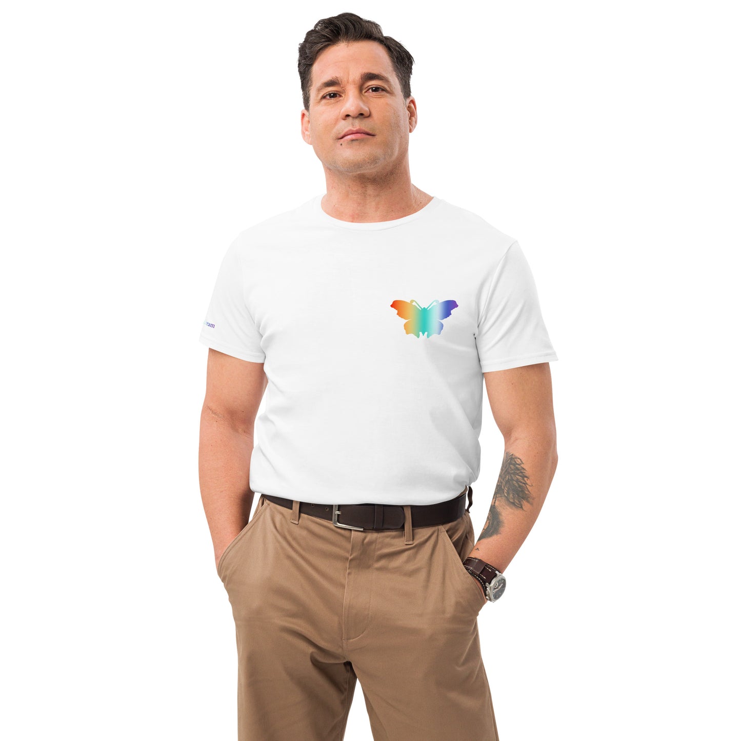 Logo collection｜Men's premium cotton t-shirt｜Rainbow(L) and Front