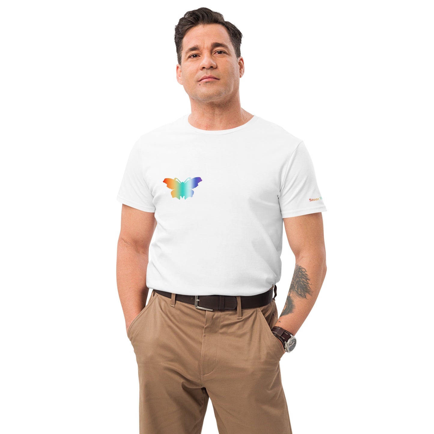 Logo collection｜Men's premium cotton t-shirt｜Rainbow(R) and Front