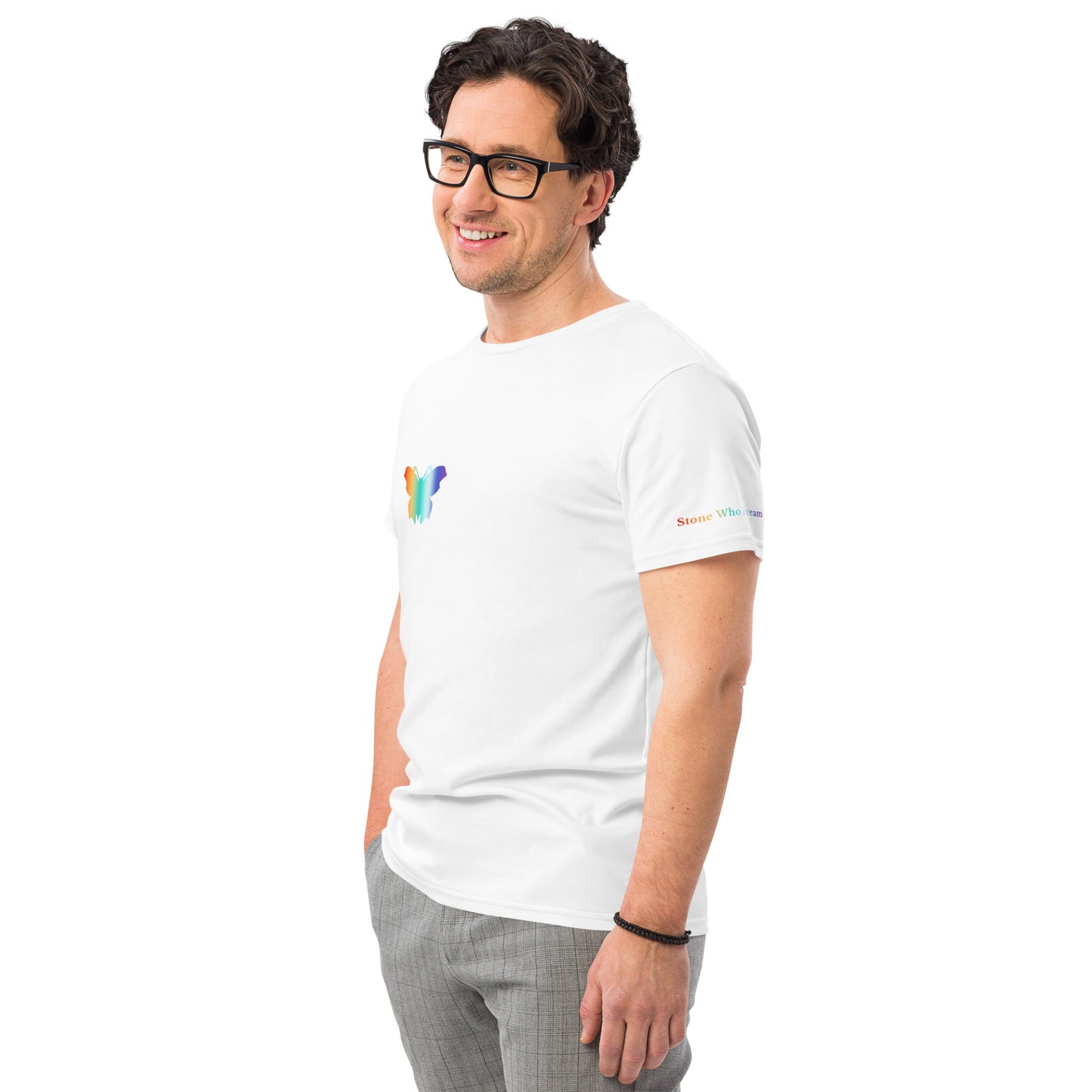 Logo collection｜Men's premium cotton t-shirt｜Rainbow(R) and Front