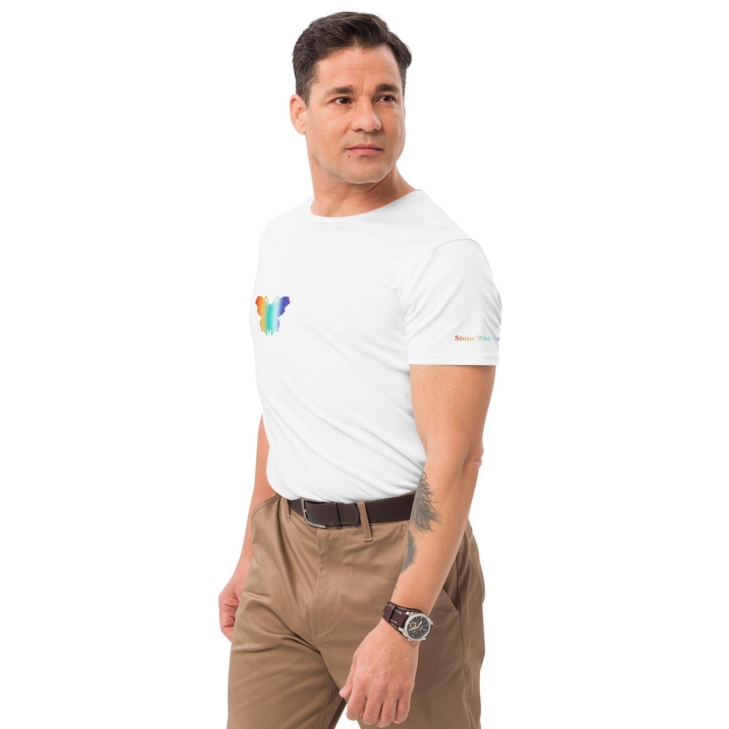 Logo collection｜Men's premium cotton t-shirt｜Rainbow(R) and Front