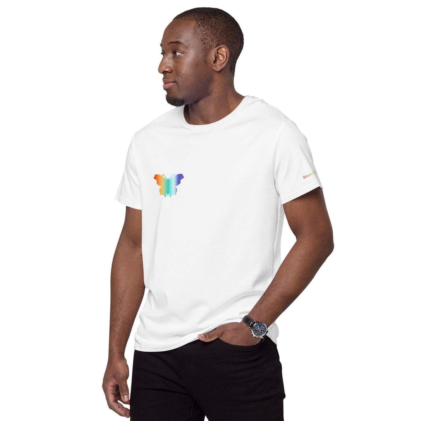 Logo collection｜Men's premium cotton t-shirt｜Rainbow(R) and Front