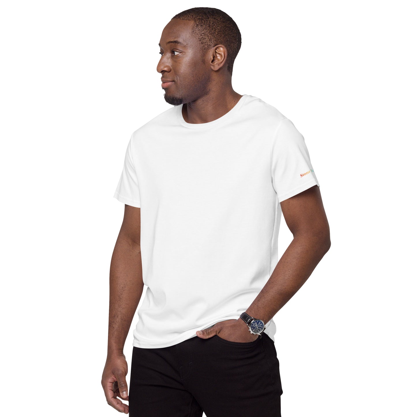 Logo collection｜Men's premium cotton t-shirt｜Rainbow and Back